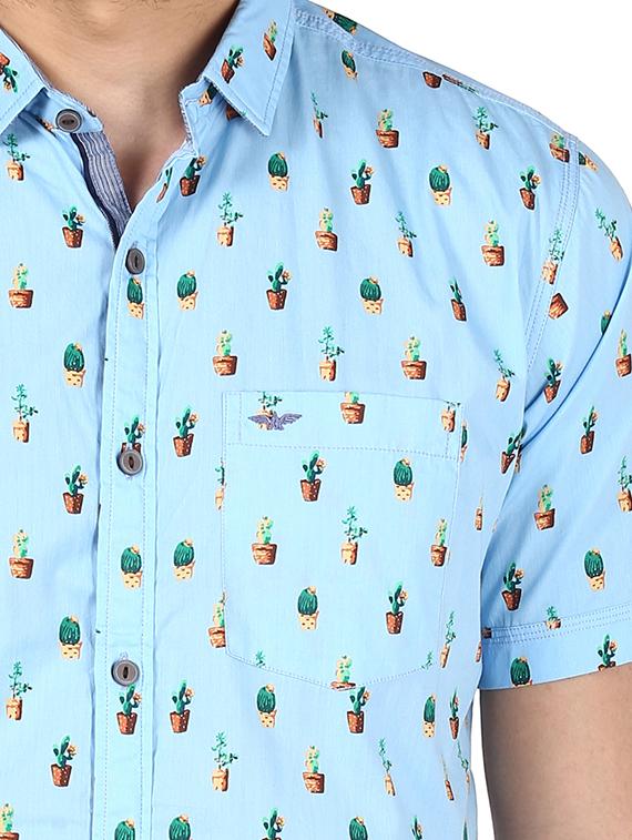 light blue printed casual shirt - 17802162 - Zoom Image - 5