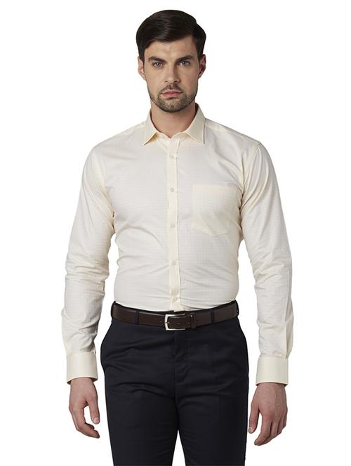 yellow self design formal shirt - 17802167 - Standard Image - 1