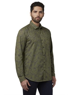 olive green printed casual shirt - 17802239 - Standard Image - 2