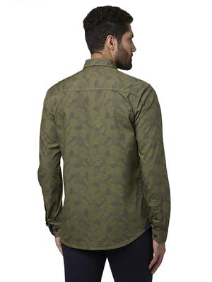 olive green printed casual shirt - 17802239 - Standard Image - 3