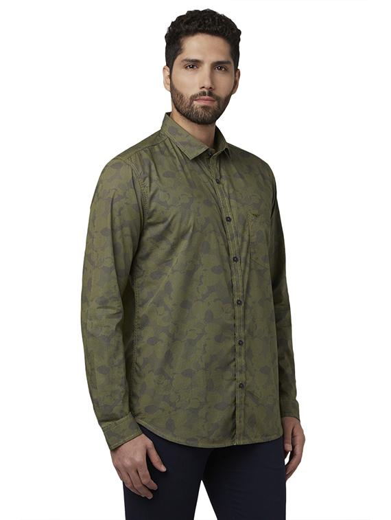 olive green printed casual shirt - 17802239 - Zoom Image - 2