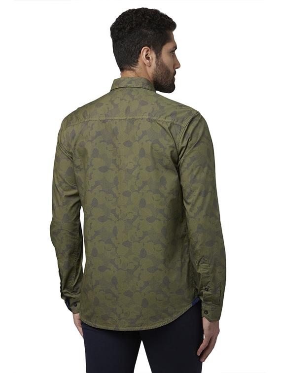 olive green printed casual shirt - 17802239 - Zoom Image - 3