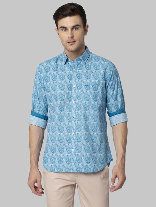 blue printed casual shirt - 17802243 - Standard Image - 1