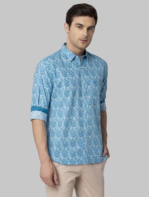 blue printed casual shirt - 17802243 - Standard Image - 2