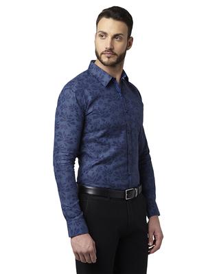 navy blue floral formal shirt - 17802265 - Standard Image - 2