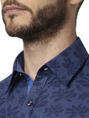 navy blue floral formal shirt - 17802265 - Standard Image - 5