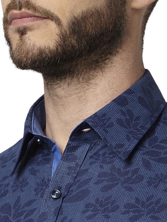 navy blue floral formal shirt - 17802265 - Zoom Image - 5