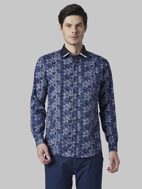 navy blue floral formal shirt - 17802267 - Standard Image - 1