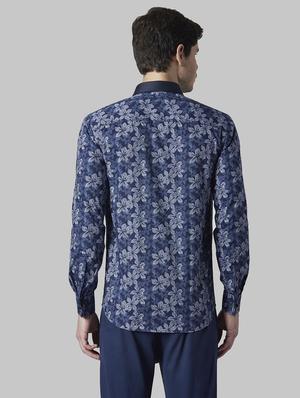 navy blue floral formal shirt - 17802267 - Standard Image - 3