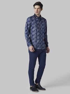 navy blue floral formal shirt - 17802267 - Standard Image - 4
