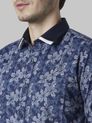 navy blue floral formal shirt - 17802267 - Standard Image - 5
