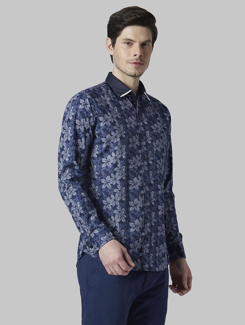 navy blue floral formal shirt - 17802267 - Zoom Image - 2