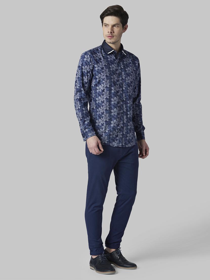navy blue floral formal shirt - 17802267 - Zoom Image - 4