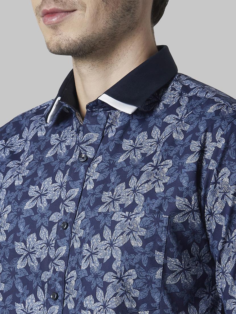 navy blue floral formal shirt - 17802267 - Zoom Image - 5