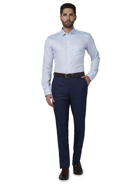 blue checkered formal shirt - 17802408 - Zoom Image - 4