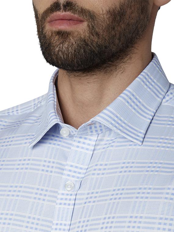 blue checkered formal shirt - 17802408 - Zoom Image - 5
