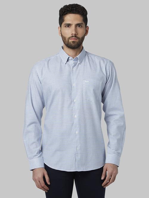 blue striped casual shirt - 17802422 - Standard Image - 1