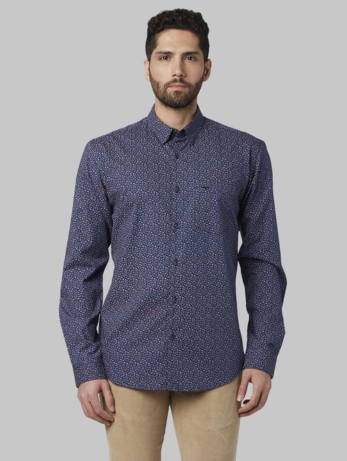 navy blue printed casual shirt - 17802430 - Standard Image - 1