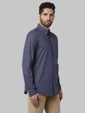 navy blue printed casual shirt - 17802430 - Standard Image - 2