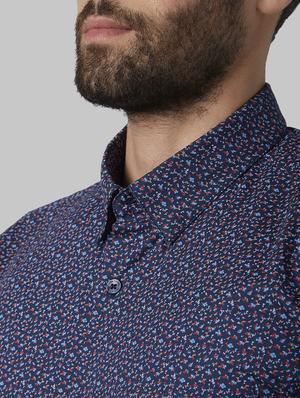 navy blue printed casual shirt - 17802430 - Standard Image - 5