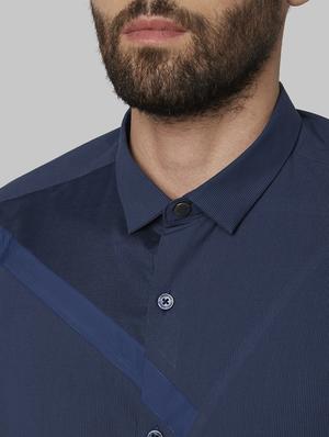 navy blue striped casual shirt - 17802448 - Standard Image - 5