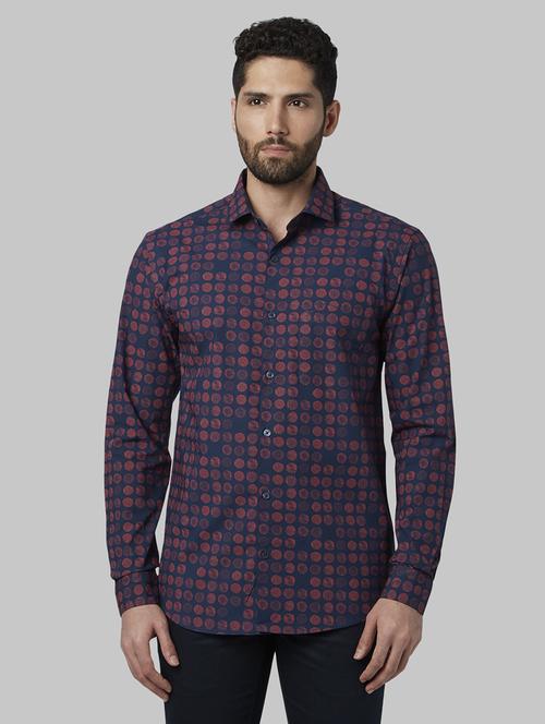 navy blue printed casual shirt - 17802460 - Very Small Image - 1