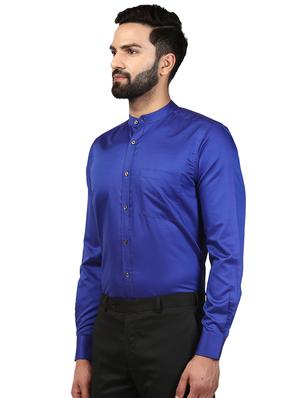 blue solid formal shirt - 17802582 - Standard Image - 2