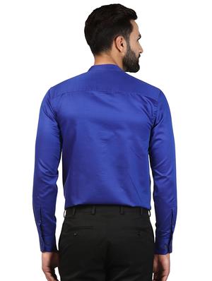 blue solid formal shirt - 17802582 - Standard Image - 3