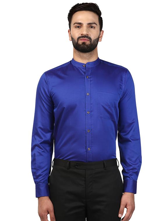 blue solid formal shirt - 17802582 - Zoom Image - 1