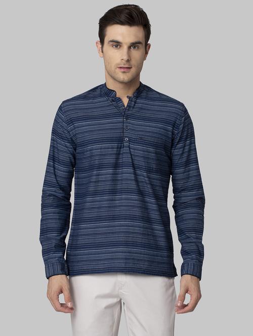 navy blue striped casual shirt - 17802608 - Standard Image - 1