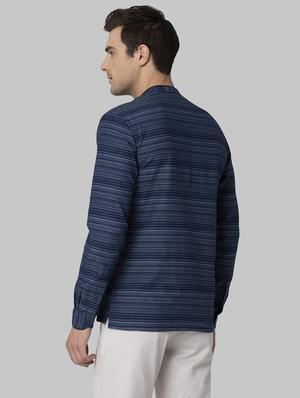 navy blue striped casual shirt - 17802608 - Standard Image - 3