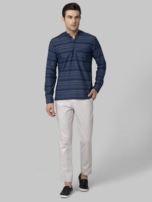 navy blue striped casual shirt - 17802608 - Standard Image - 4
