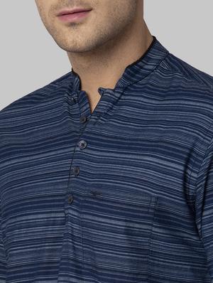 navy blue striped casual shirt - 17802608 - Standard Image - 5