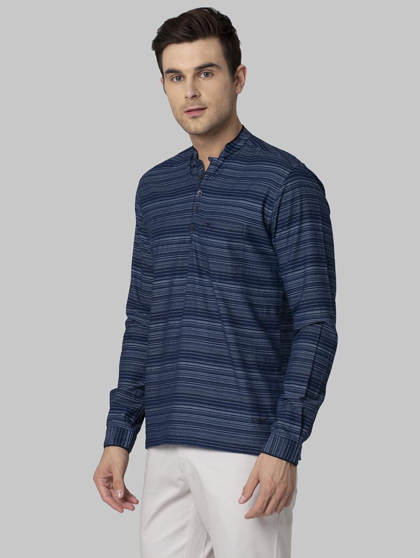 navy blue striped casual shirt - 17802608 - Zoom Image - 2