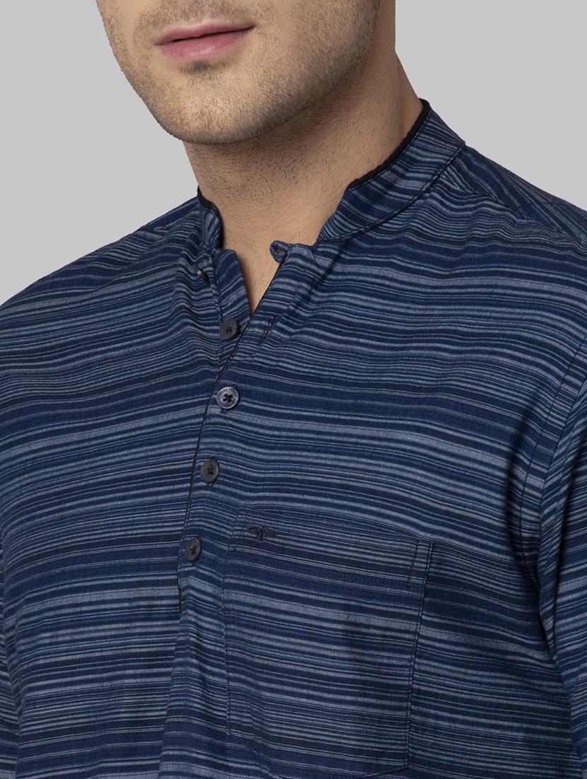 navy blue striped casual shirt - 17802608 - Zoom Image - 5