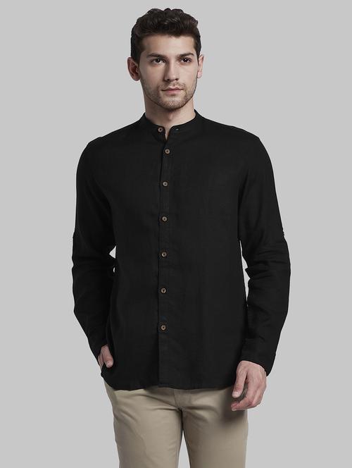 black solid casual shirt - 17802838 - Standard Image - 1