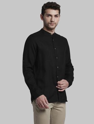 black solid casual shirt - 17802838 - Standard Image - 2