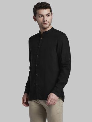 black solid casual shirt - 17802838 - Standard Image - 3
