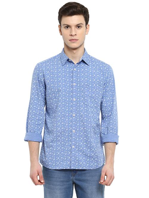 light blue printed casual shirt - 17802999 - Standard Image - 1
