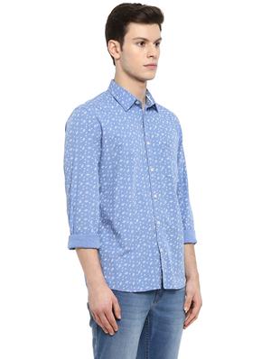 light blue printed casual shirt - 17802999 - Standard Image - 2