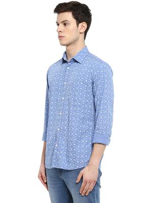 light blue printed casual shirt - 17802999 - Standard Image - 3