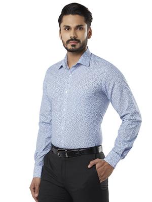 blue printed formal shirt - 17803444 - Standard Image - 2
