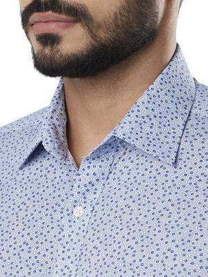 blue printed formal shirt - 17803444 - Standard Image - 6