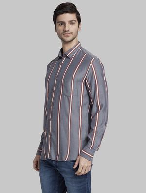 grey striped casual shirt - 17803647 - Standard Image - 2