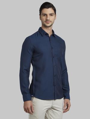 navy blue solid casual shirt - 17803698 - Standard Image - 2