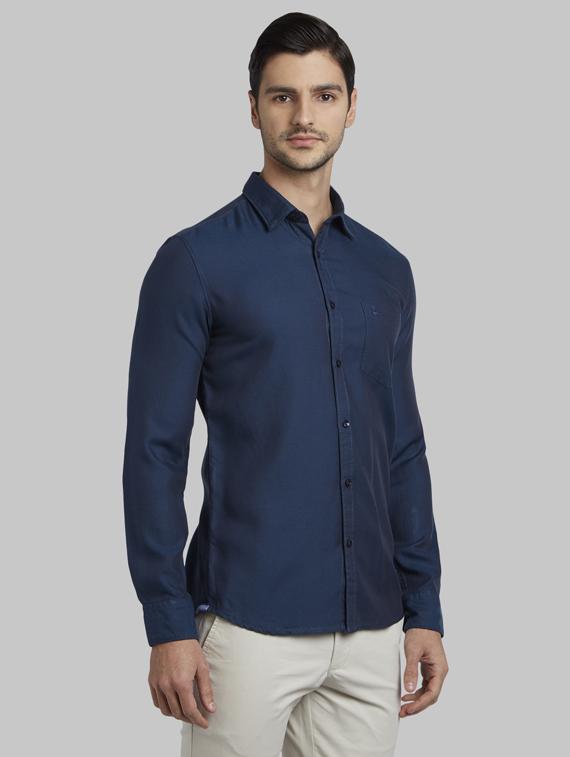 navy blue solid casual shirt - 17803698 - Zoom Image - 2