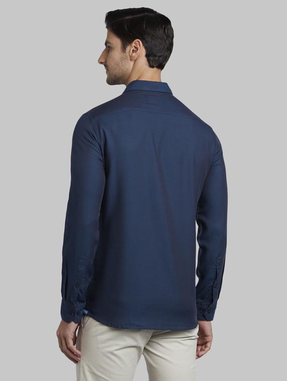 navy blue solid casual shirt - 17803698 - Zoom Image - 3