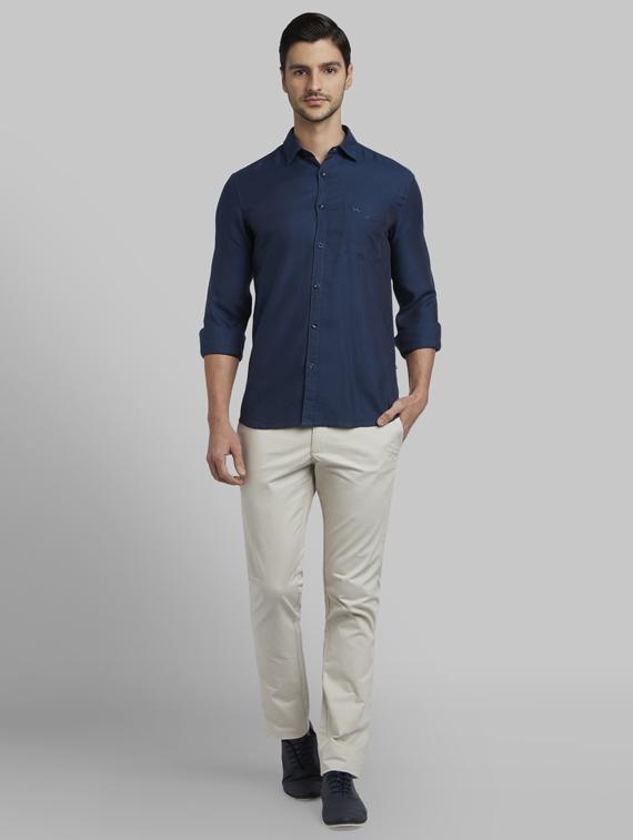 navy blue solid casual shirt - 17803698 - Zoom Image - 4