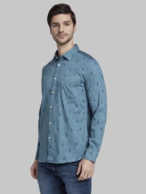 blue printed casual shirt - 17803734 - Standard Image - 2