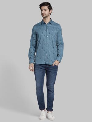 blue printed casual shirt - 17803734 - Standard Image - 4